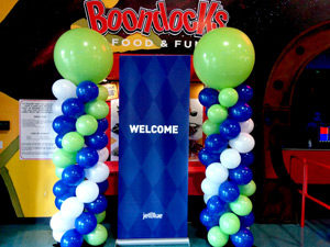 Balloon columns and pillars at Boondocks event center in Utah