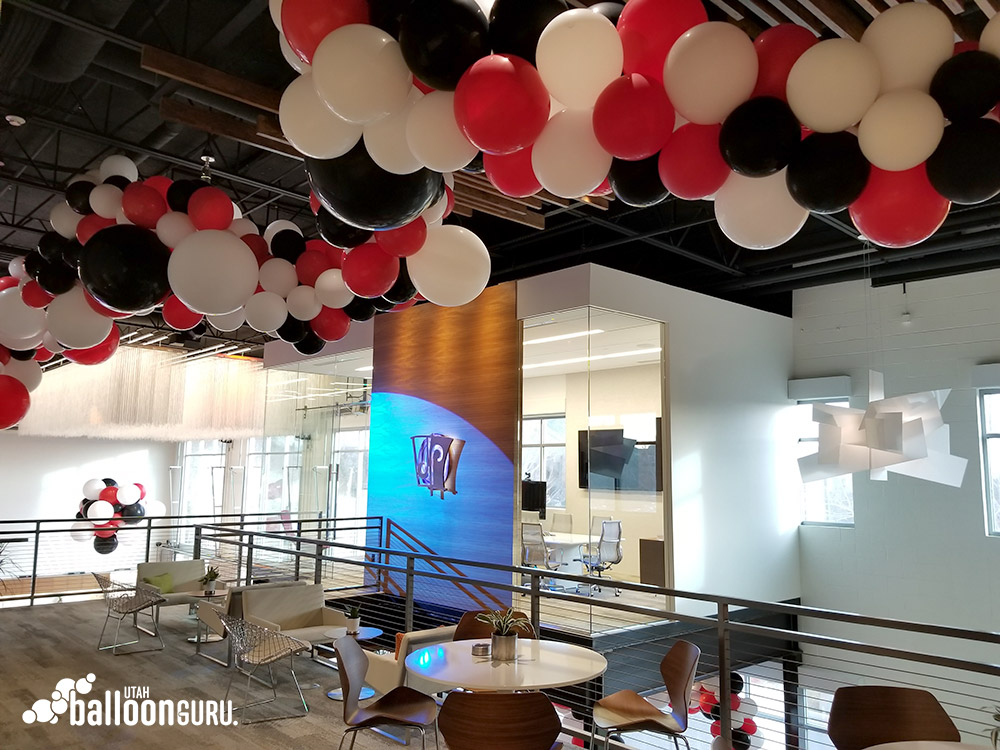 Balloon arches for a valentines day masquerade ball.